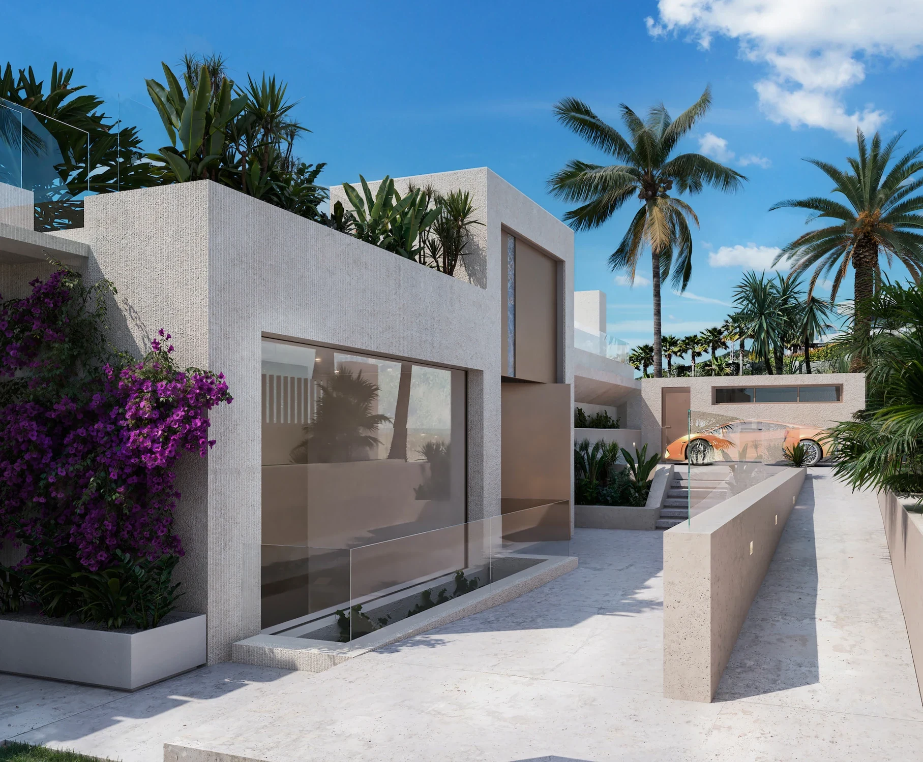 Illustrative villa garage entrance