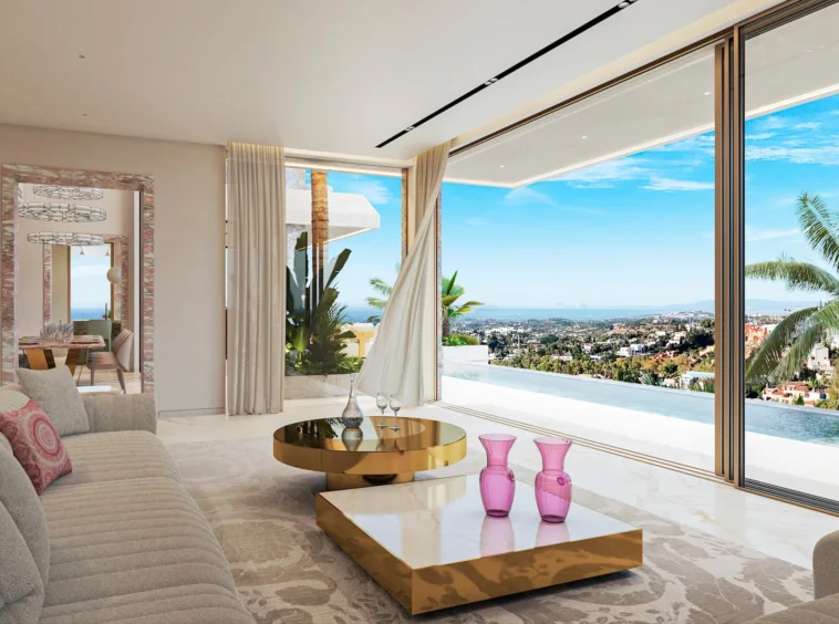 Illustrative living room with sea views