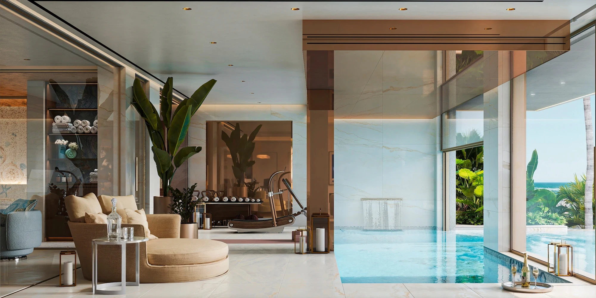 Illustrative indoor pool and wellness area
