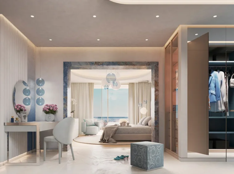 Illustrative main bedroom and dressing area