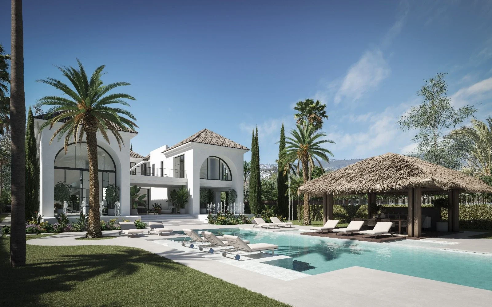 Proposed villa and garden pool in Nueva Andalucia – architectural visualisation