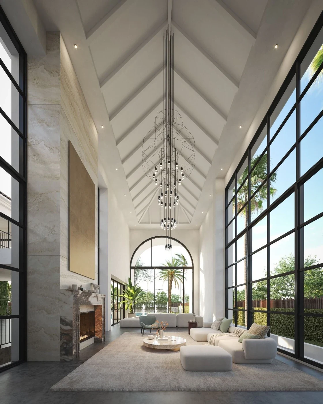 Proposed double-height living room in Nueva Andalucia – architectural visualisation