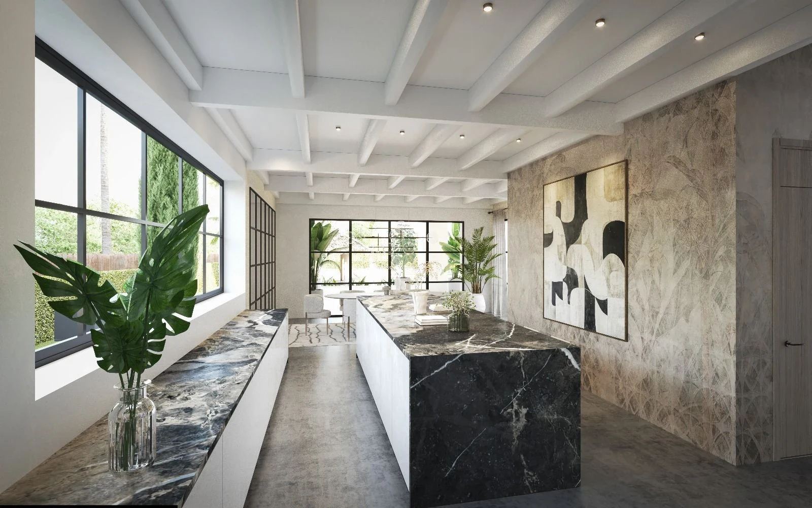 Proposed kitchen with island in Nueva Andalucia – architectural visualisation