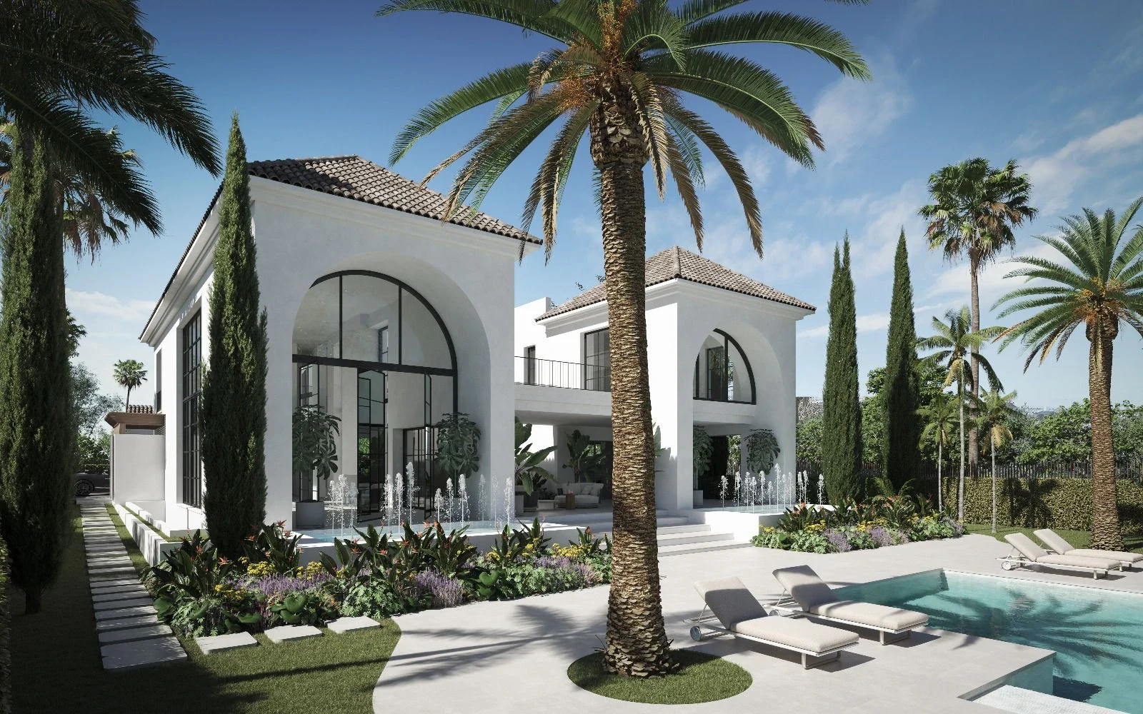 Proposed arched garden facade in Nueva Andalucia – architectural visualisation