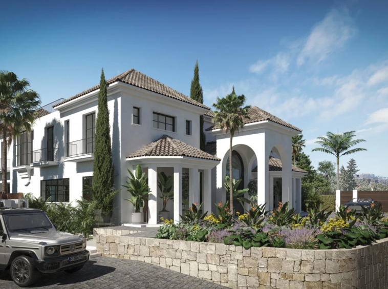Proposed front entrance and driveway in Nueva Andalucia – architectural visualisation