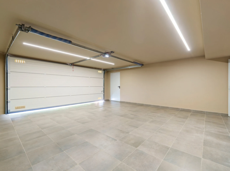 Enclosed garage with space for two cars