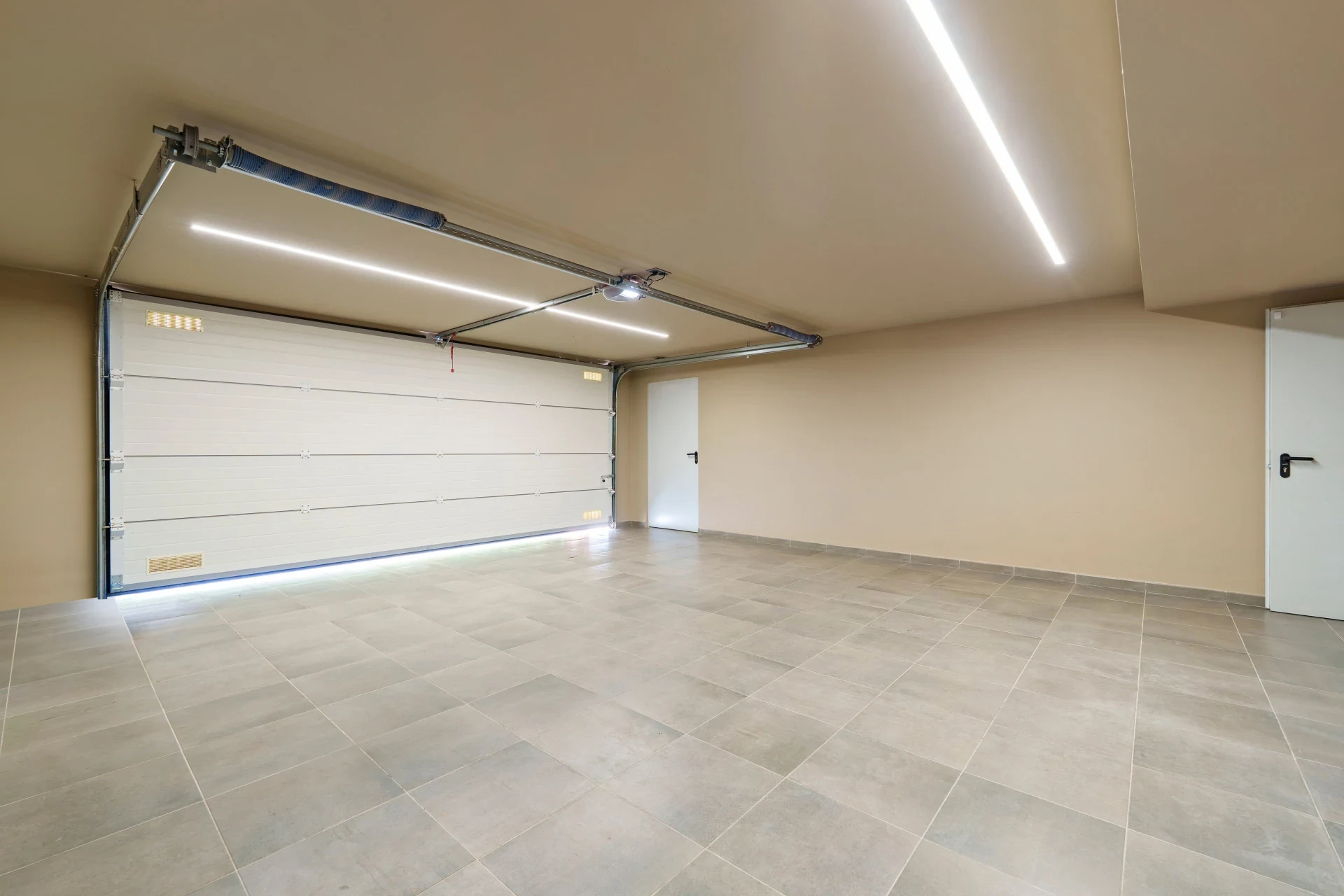 Enclosed garage with space for two cars