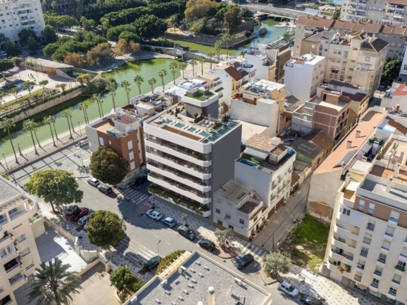 Architectural aerial visualisation near Parque del Oeste in Malaga