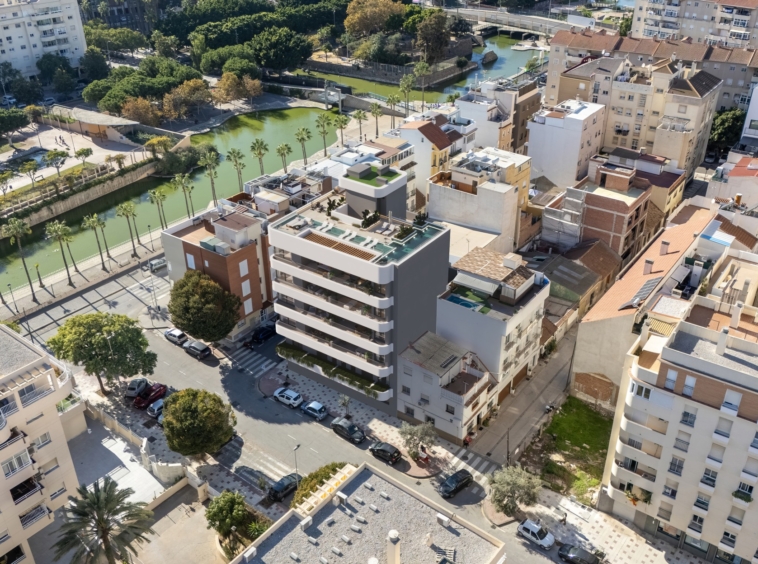 Architectural aerial visualisation near Parque del Oeste in Malaga