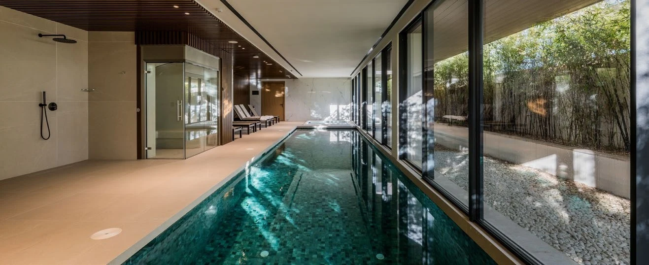 Communal heated indoor pool and spa