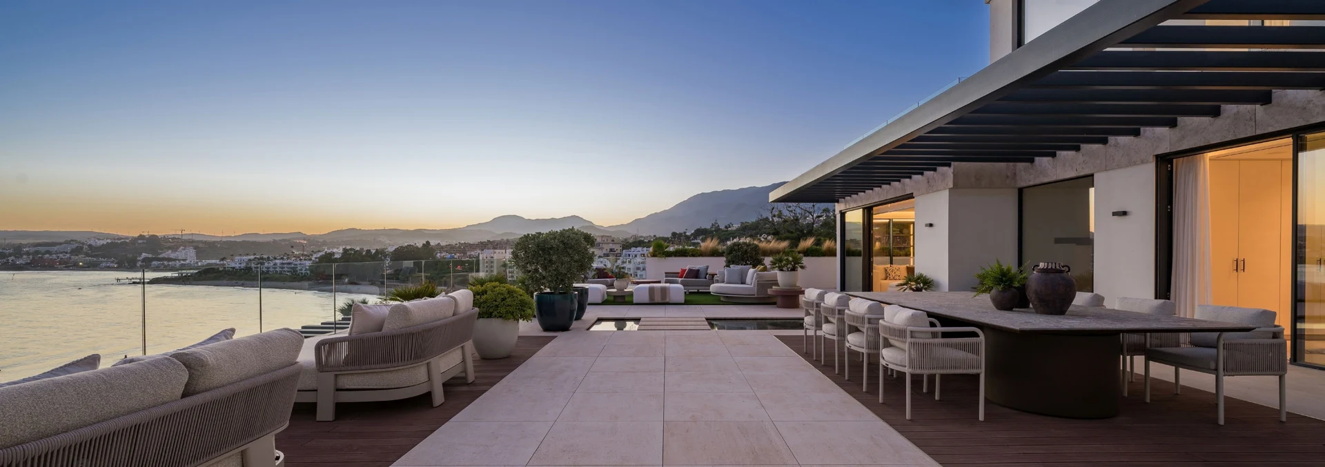 Beachfront penthouse terraces overlooking the Mediterranean