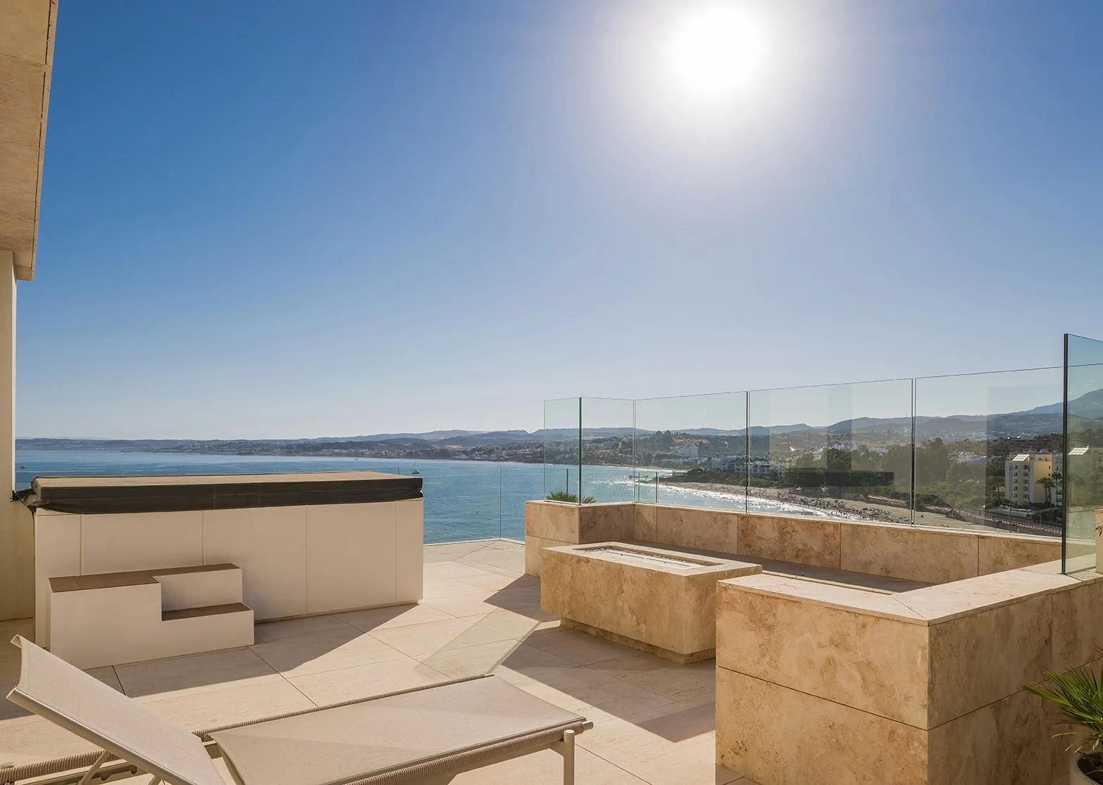 Private rooftop jacuzzi with sea views