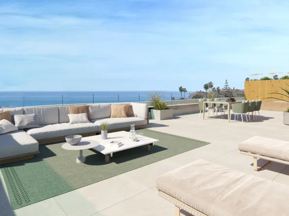 Illustrative penthouse terrace with Mediterranean views