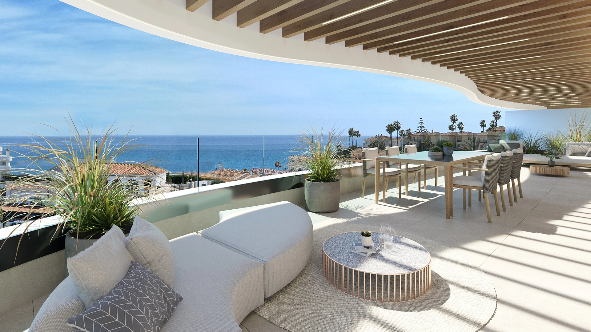 Representative covered sea-view terrace