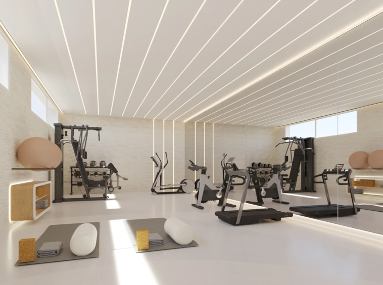 Shared gym with exercise equipment