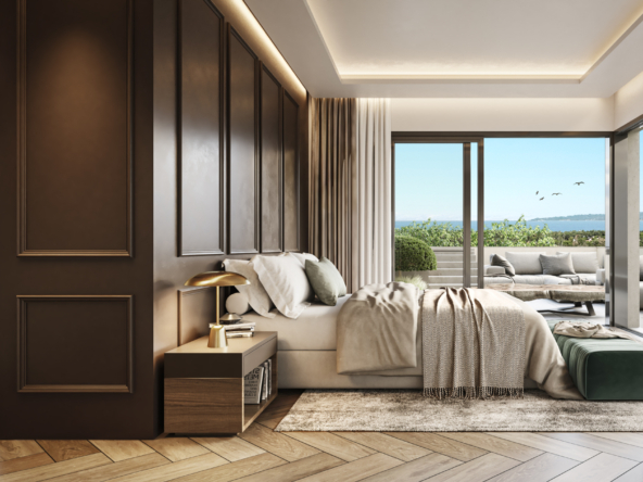 Representative bedroom opening to an outdoor terrace