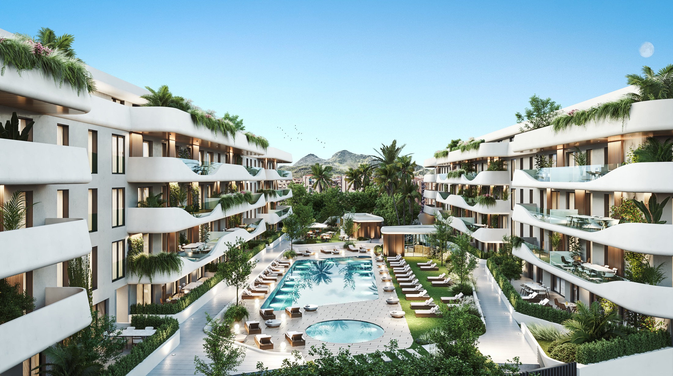 Visualisation of shared gardens and pools in San Pedro de Alcantara