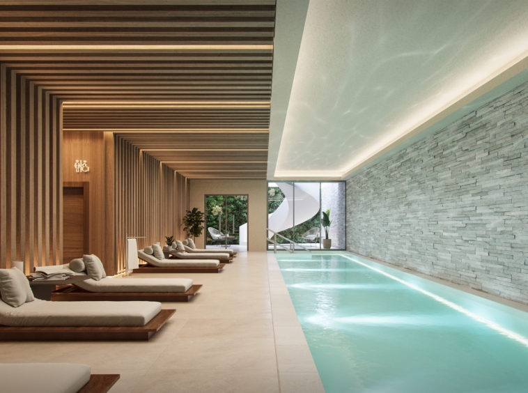 Visualisation of the shared indoor pool and spa