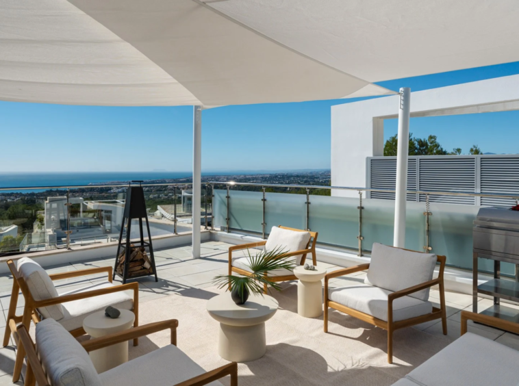 Rooftop seating terrace with sea views