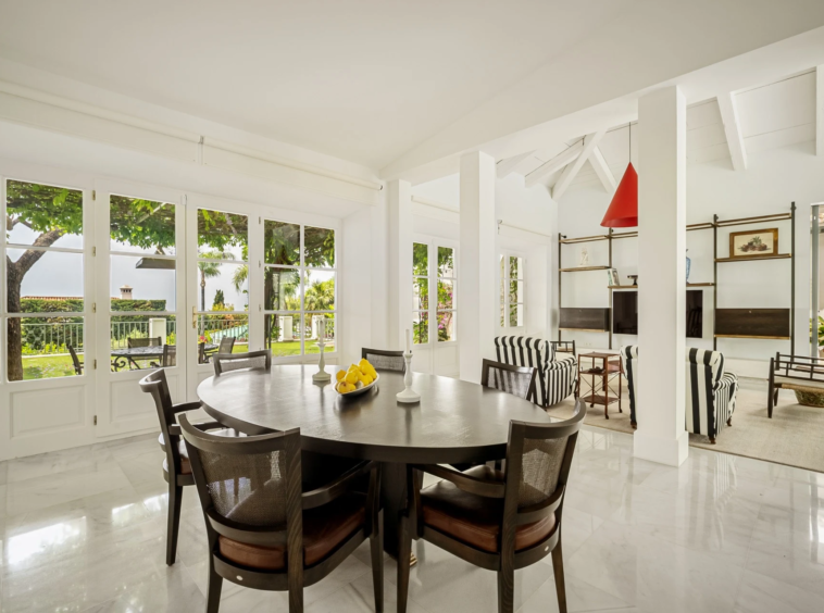 Dining room overlooking the mature garden