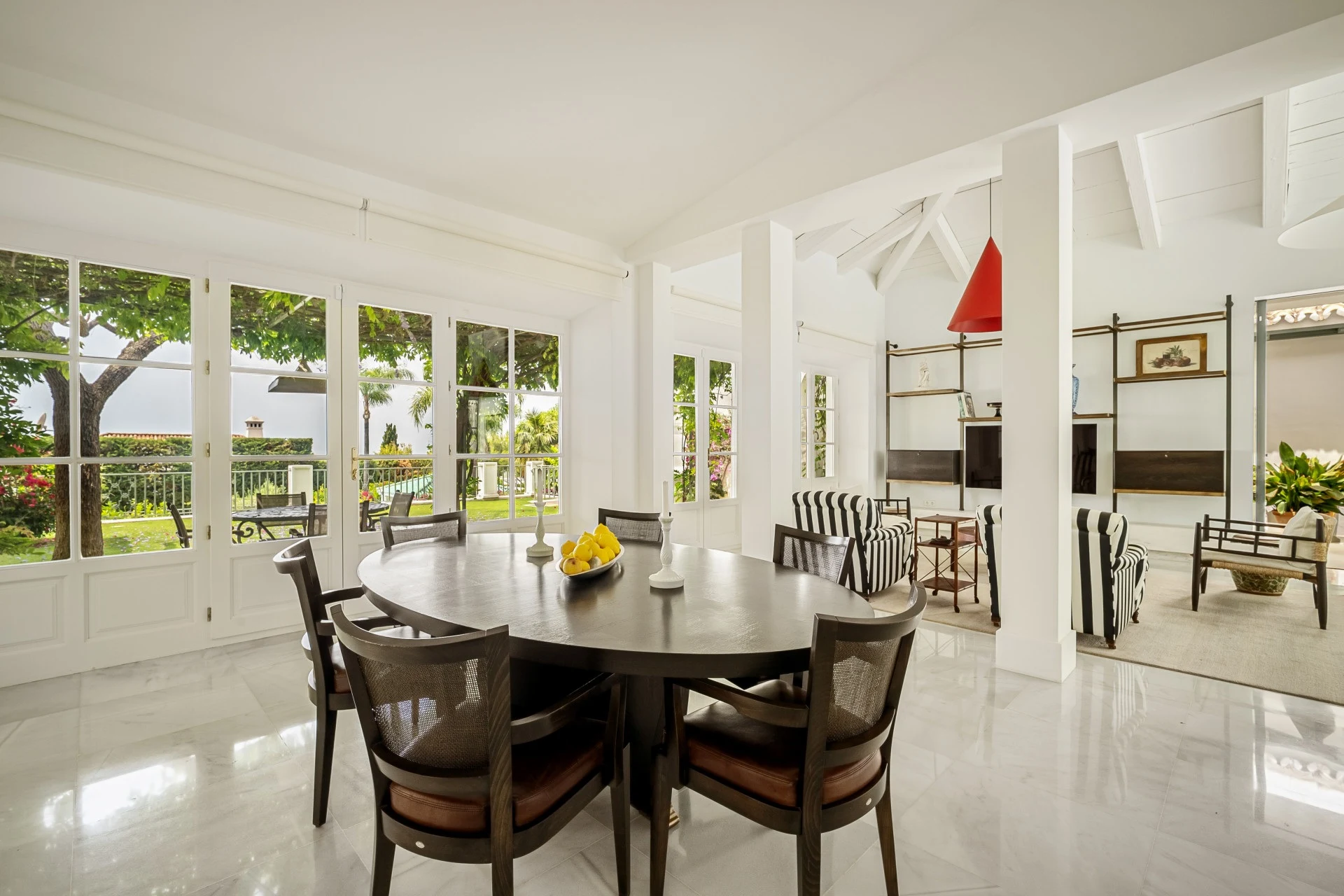 Dining room overlooking the mature garden
