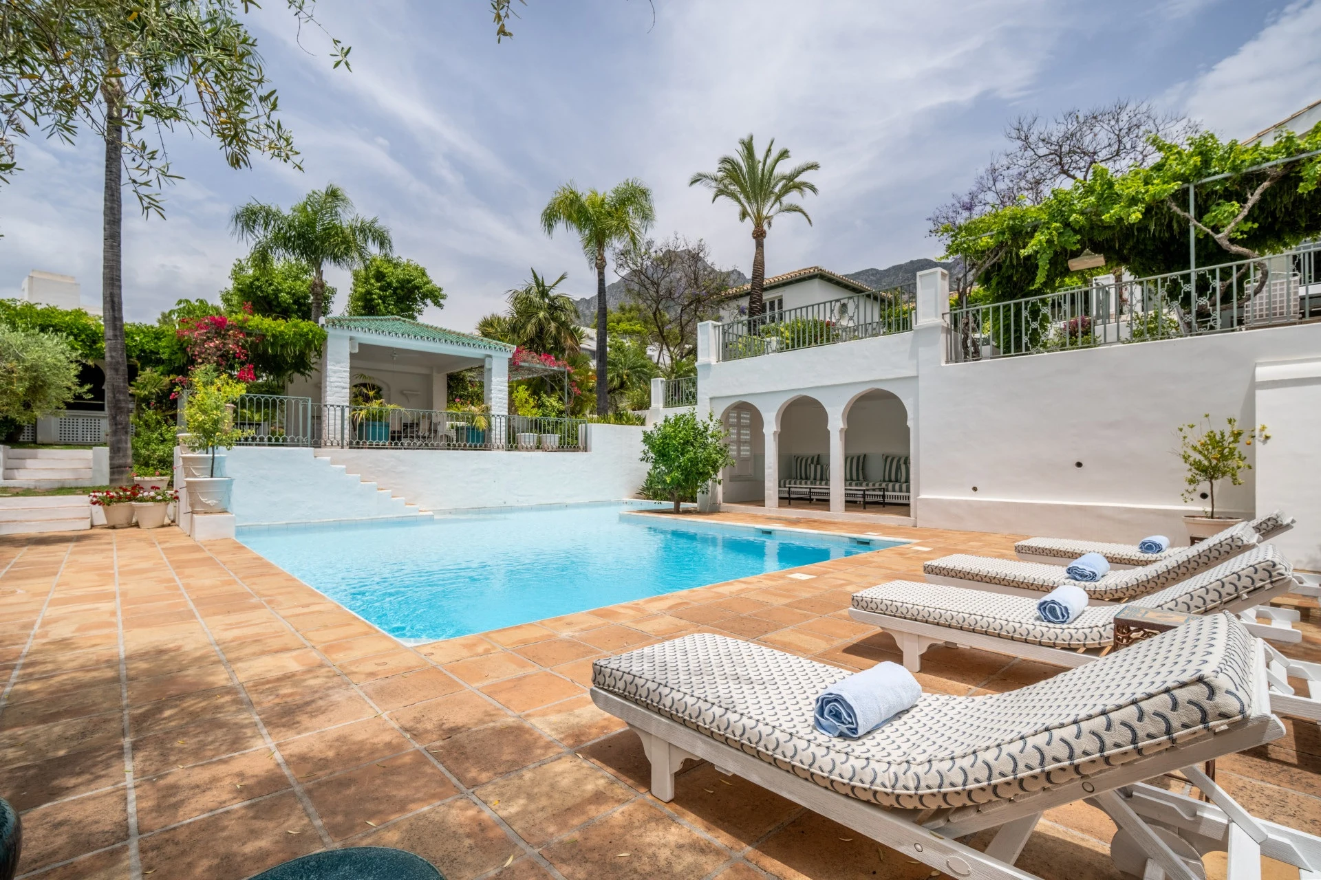 Private outdoor swimming pool and sun terrace