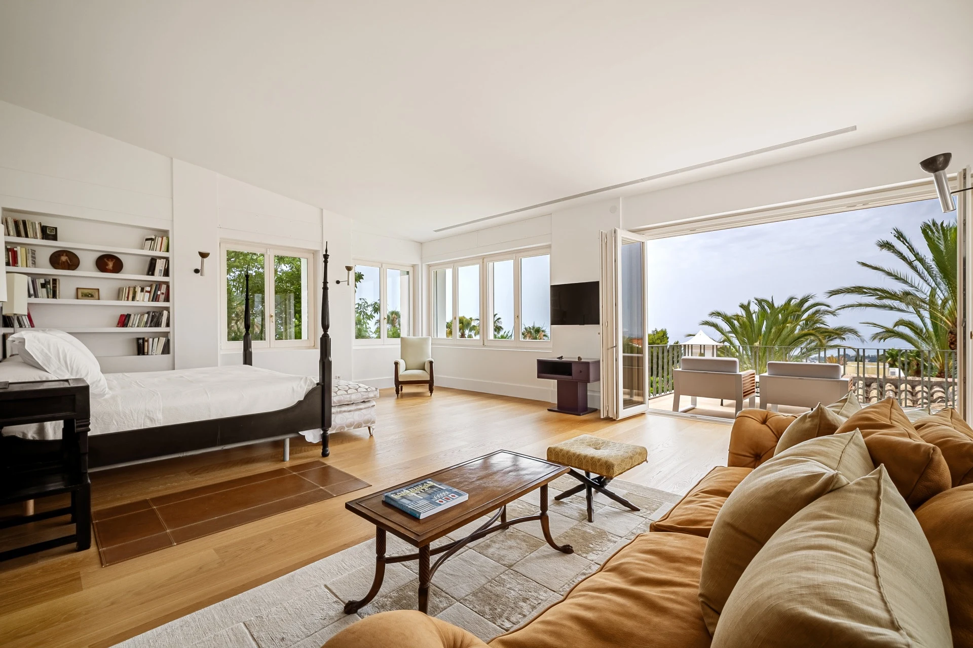 Bedroom suite with a sitting area and garden outlook