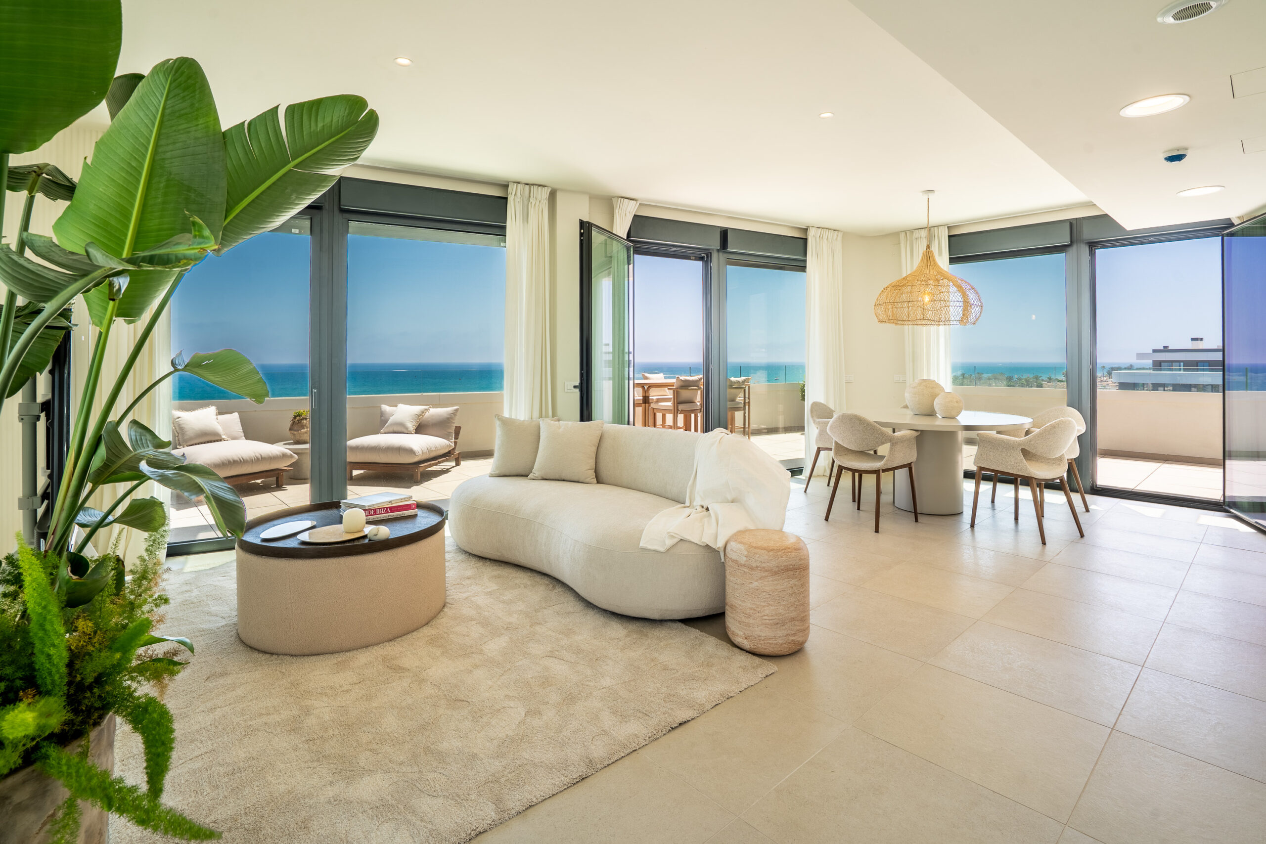 Representative sea-view living and dining room