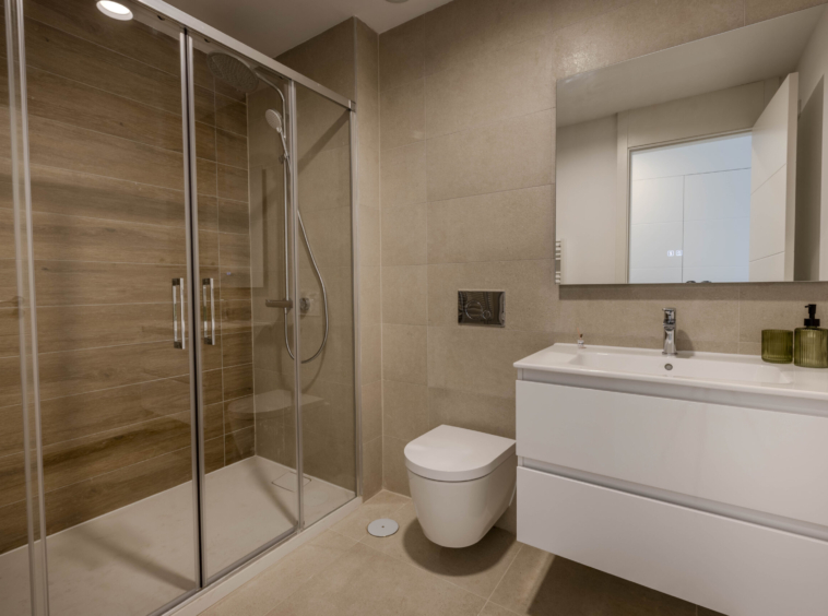 Representative bathroom with shower
