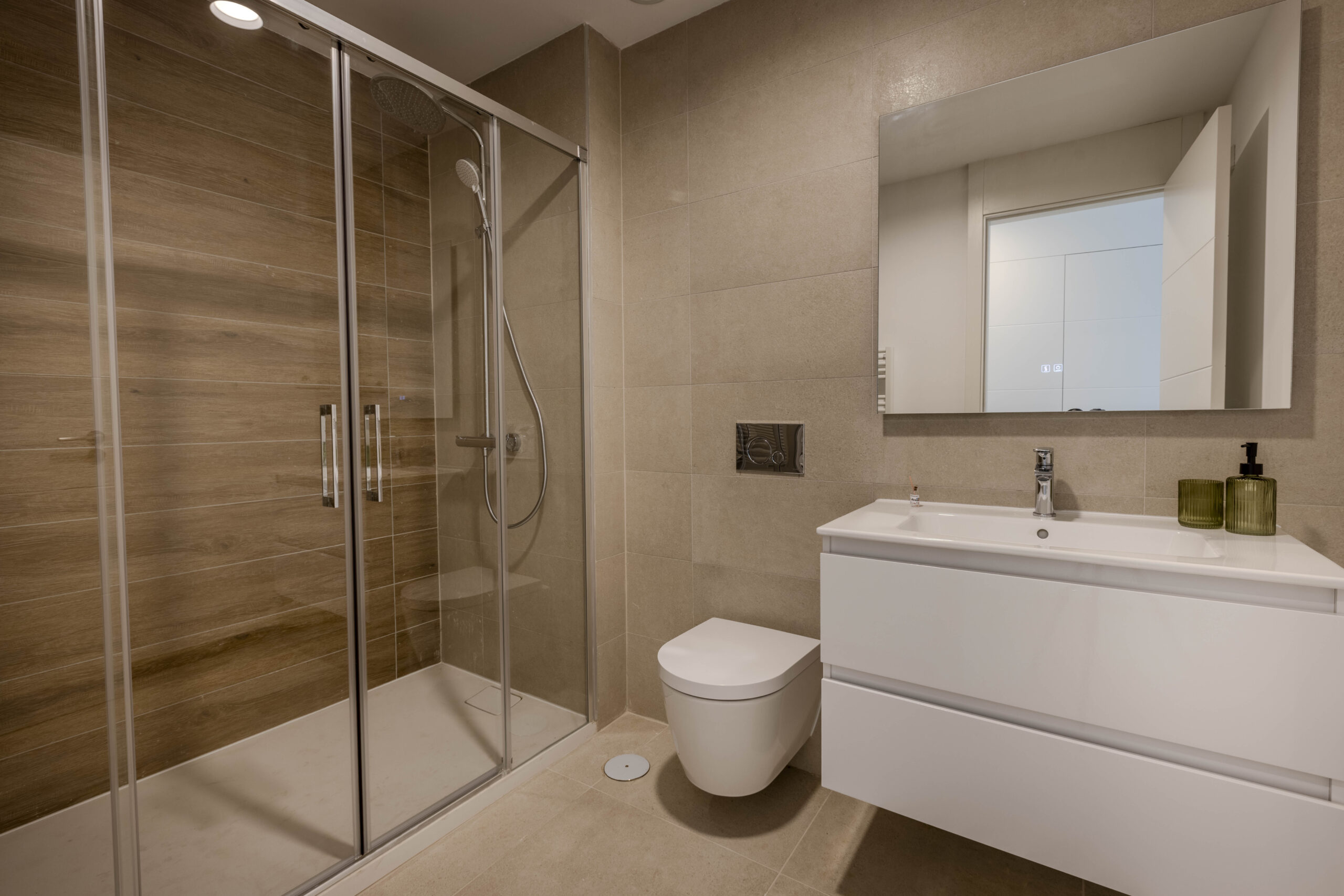 Representative bathroom with shower