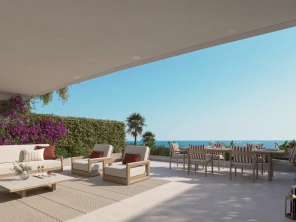 Illustrative covered terrace at residences in Torremuelle