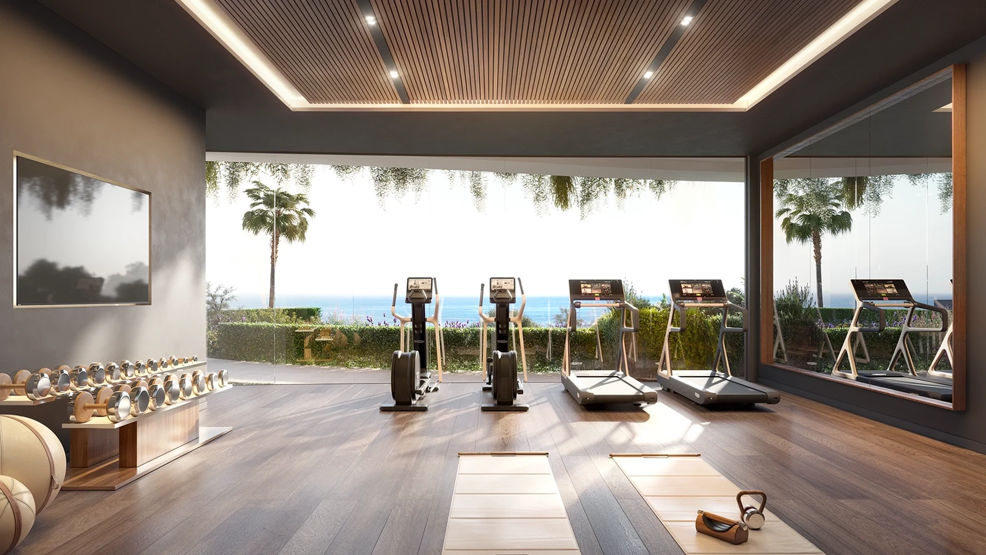 Illustrative communal gym at residences in Benalmadena