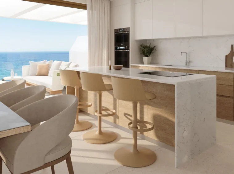 Illustrative fitted kitchen and open-plan living space