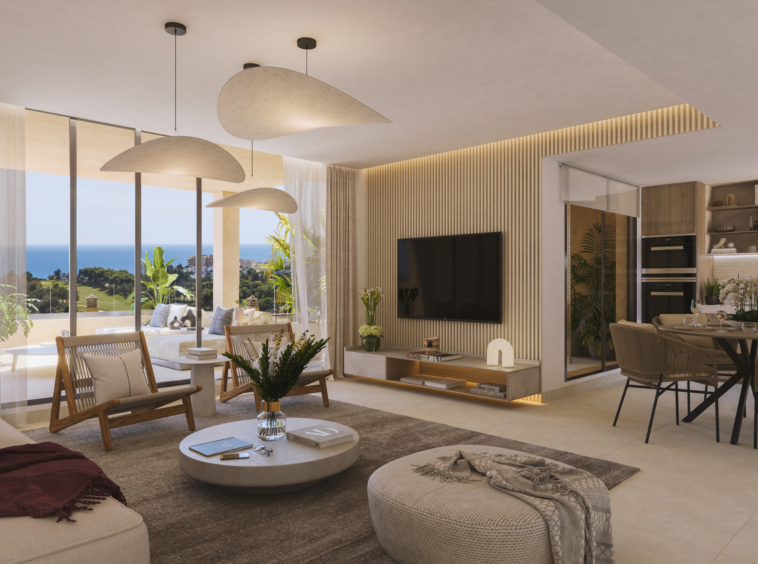 Representative apartment living and dining area