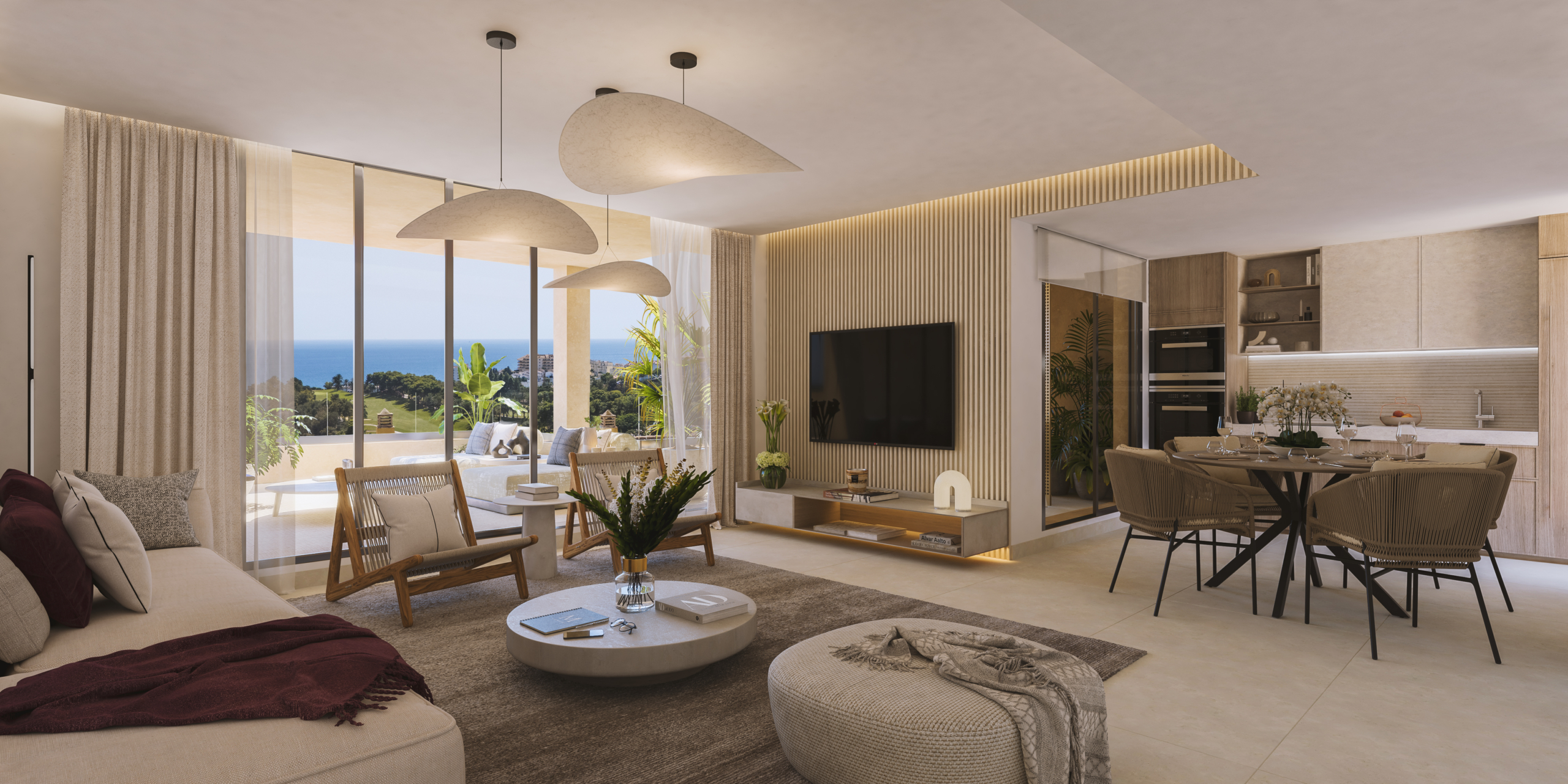 Representative apartment living and dining area