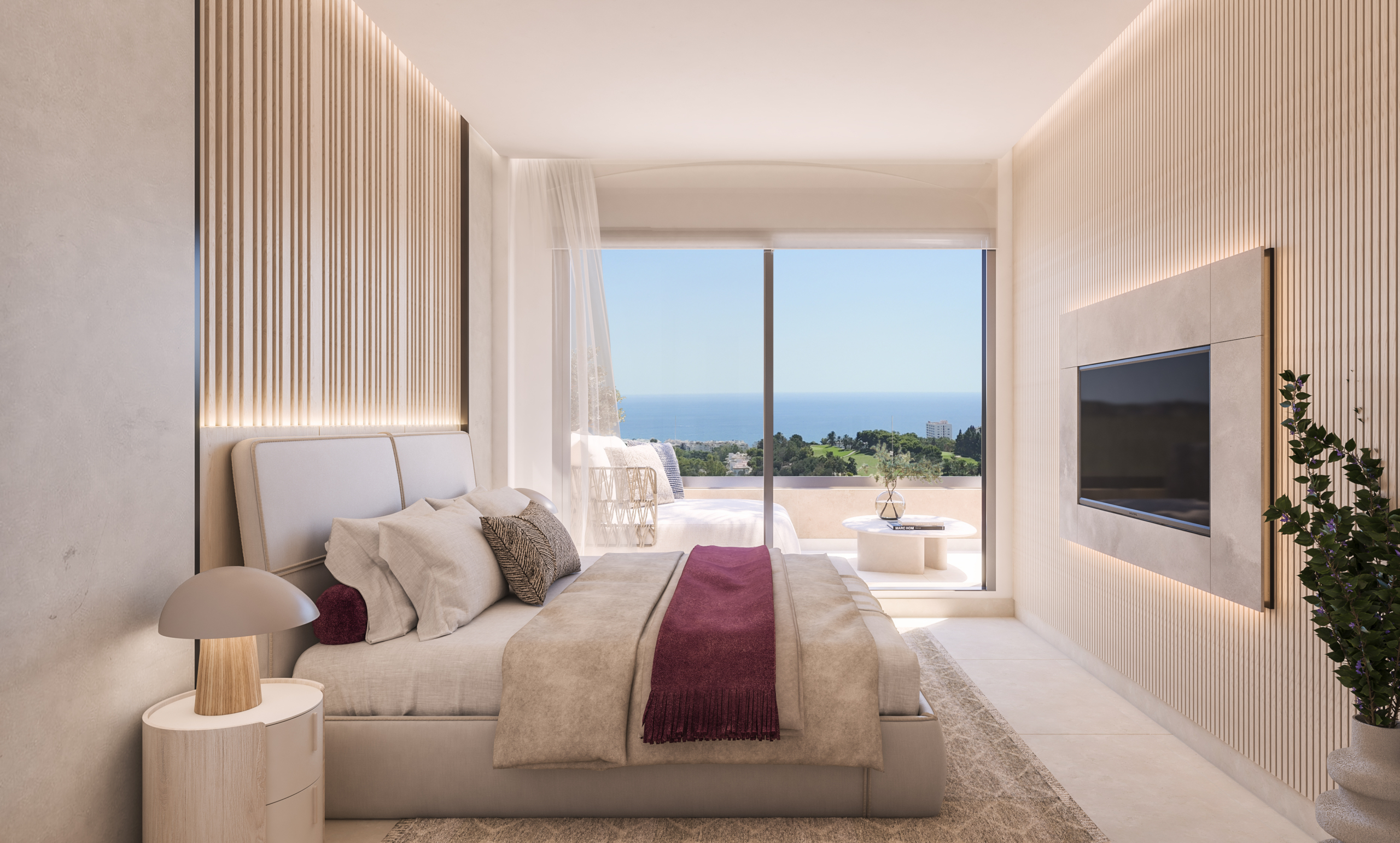 Representative bedroom opening onto a terrace